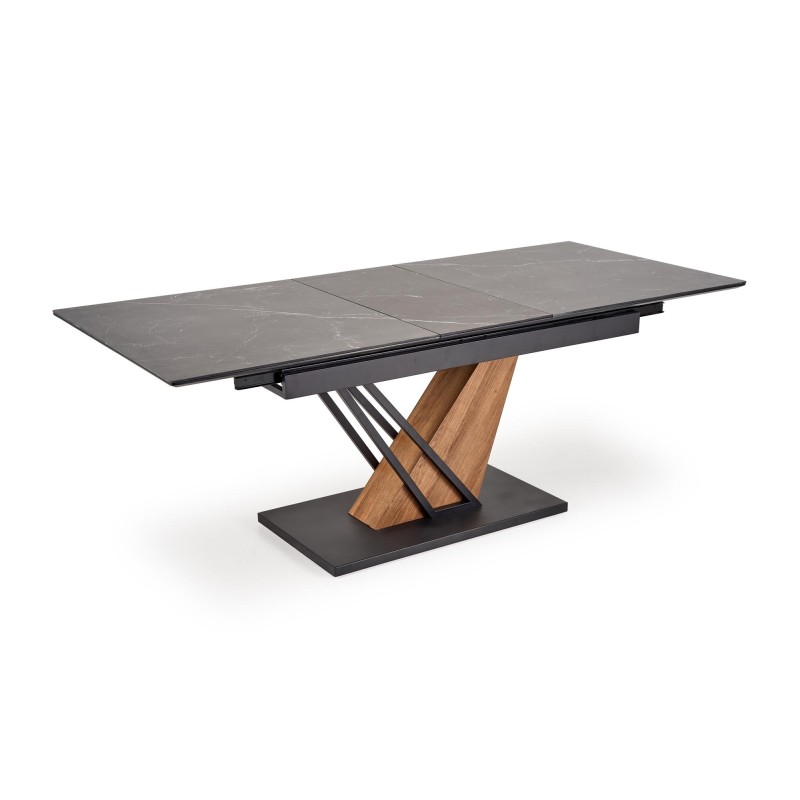 'VOLANT 160 Extendable Table, Top - Black Marble, Legs - Golden Oak / Black' 'VOLANT 160 Extendable Table, Top - Black Marble, Legs - Golden Oak / Black'