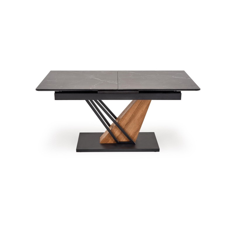 'VOLANT 160 Extendable Table, Top - Black Marble, Legs - Golden Oak / Black' 'VOLANT 160 Extendable Table, Top - Black Marble, Legs - Golden Oak / Black'