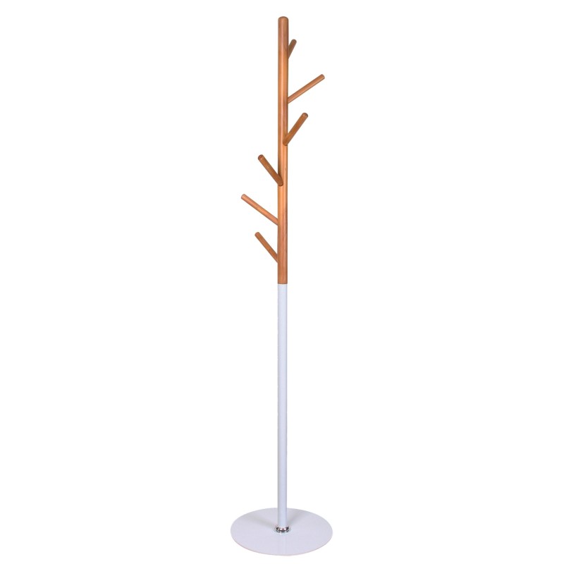 'W53 White/Beech Coat Rack'