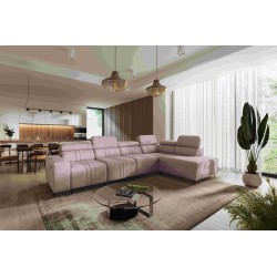 Exclusive Verona XI Corner Sofa with Sleeping Function in Velvet Fabric, Vena 10 | Your Ideal Furniture