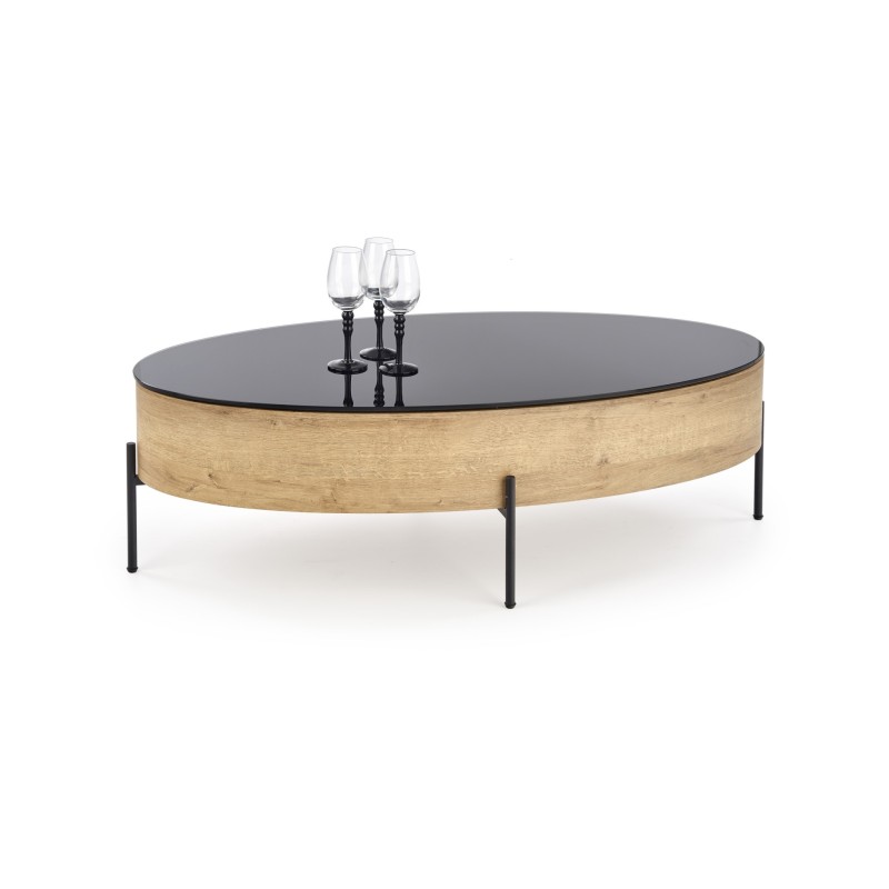 'ZENGA Coffee Table with Function in Black / Golden Oak'