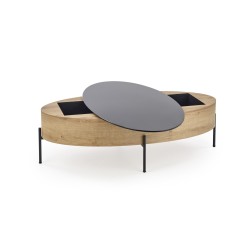 'ZENGA Coffee Table with Function in Black / Golden Oak' 'ZENGA Coffee Table with Function in Black / Golden Oak'