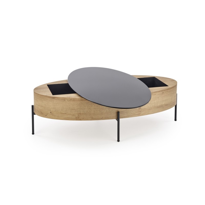 'ZENGA Coffee Table with Function in Black / Golden Oak' 'ZENGA Coffee Table with Function in Black / Golden Oak'