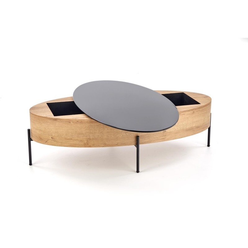 'ZENGA Coffee Table with Function in Black / Golden Oak' 'ZENGA Coffee Table with Function in Black / Golden Oak'