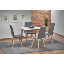 'BARRET Table with Matte White Top and Lefkas Oak Legs'