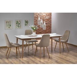 'BARRET Table with Matte White Top and Lefkas Oak Legs' 'BARRET Table with Matte White Top and Lefkas Oak Legs'