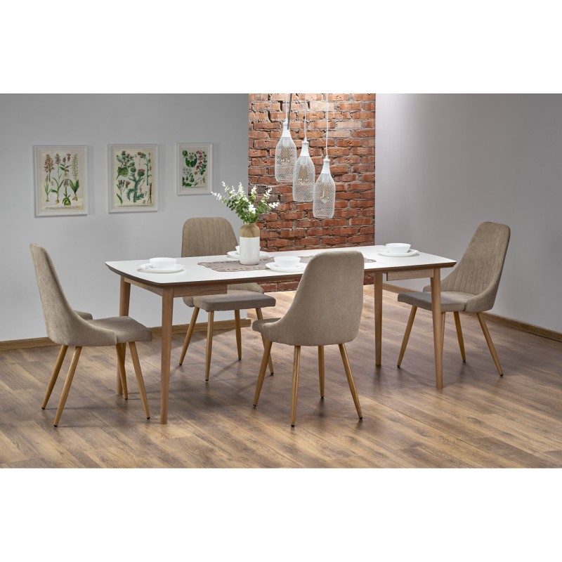 'BARRET Table with Matte White Top and Lefkas Oak Legs' 'BARRET Table with Matte White Top and Lefkas Oak Legs'