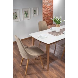 'BARRET Table with Matte White Top and Lefkas Oak Legs' 'BARRET Table with Matte White Top and Lefkas Oak Legs'