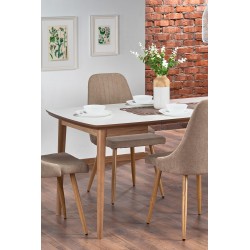 'BARRET Table with Matte White Top and Lefkas Oak Legs' 'BARRET Table with Matte White Top and Lefkas Oak Legs'