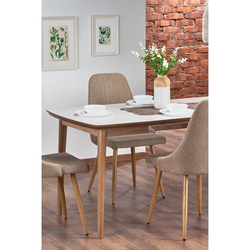'BARRET Table with Matte White Top and Lefkas Oak Legs' 'BARRET Table with Matte White Top and Lefkas Oak Legs'