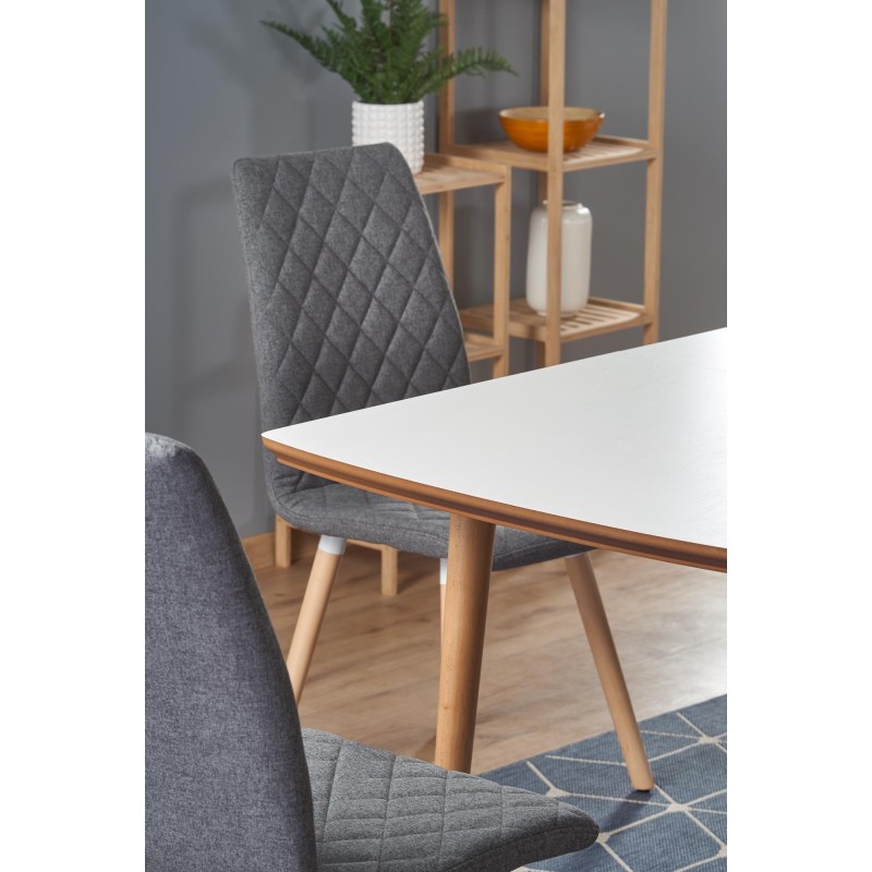 'BARRET Table with Matte White Top and Lefkas Oak Legs' 'BARRET Table with Matte White Top and Lefkas Oak Legs'