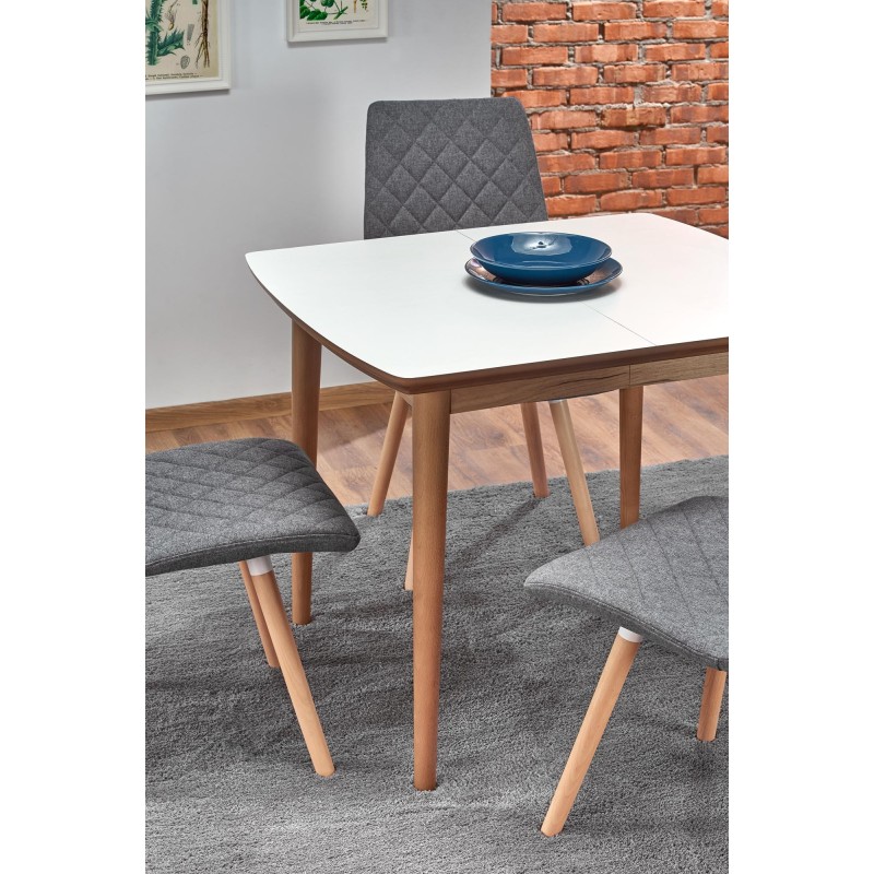 'BARRET Table with Matte White Top and Lefkas Oak Legs' 'BARRET Table with Matte White Top and Lefkas Oak Legs'