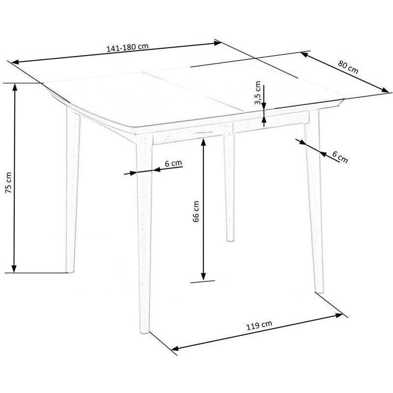 'BARRET Table with Matte White Top and Lefkas Oak Legs' 'BARRET Table with Matte White Top and Lefkas Oak Legs'