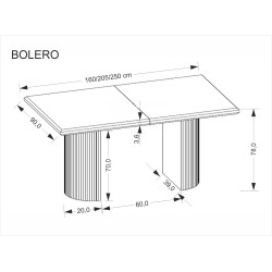 BOLERO stół rozkładany 160-250x90x78 cm dąb naturalny/czarny (3p 1szt) BOLERO stół rozkładany 160-250x90x78 cm dąb naturalny/czarny (3p 1szt)