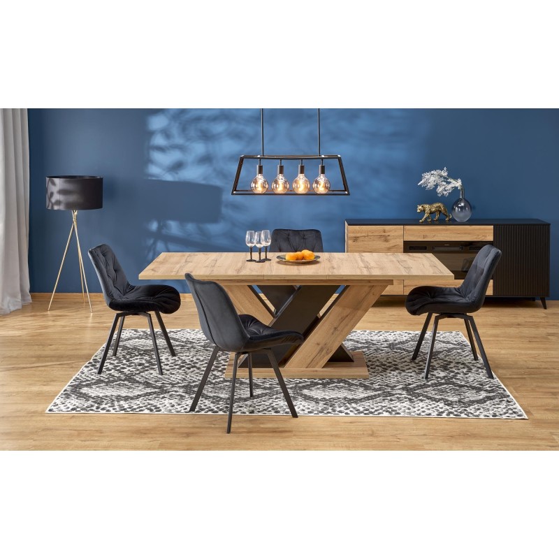 'BRANDON Extendable Table 160-200/90 cm Wotan Oak/Black' 'BRANDON Extendable Table 160-200/90 cm Wotan Oak/Black'