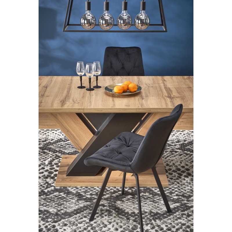 'BRANDON Extendable Table 160-200/90 cm Wotan Oak/Black' 'BRANDON Extendable Table 160-200/90 cm Wotan Oak/Black'