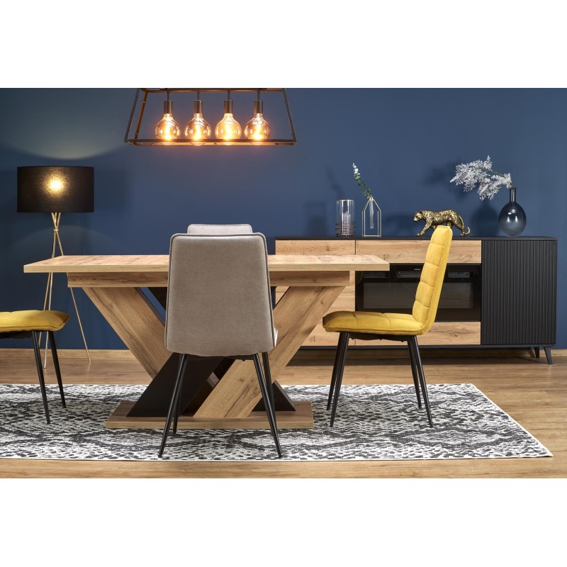 'BRANDON Extendable Table 160-200/90 cm Wotan Oak/Black' 'BRANDON Extendable Table 160-200/90 cm Wotan Oak/Black'