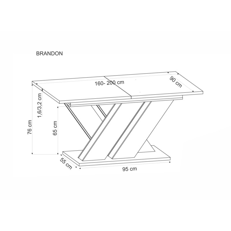'BRANDON Extendable Table 160-200/90 cm Wotan Oak/Black' 'BRANDON Extendable Table 160-200/90 cm Wotan Oak/Black'
