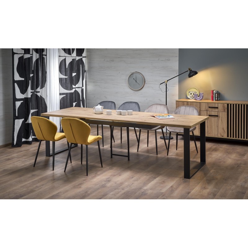 'CANDIDO Extendable Table in Wotan Oak / Black' 'CANDIDO Extendable Table in Wotan Oak / Black'