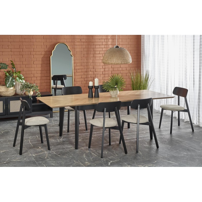 'EDMONDO Extendable Table in Natural Oak / Black' 'EDMONDO Extendable Table in Natural Oak / Black'