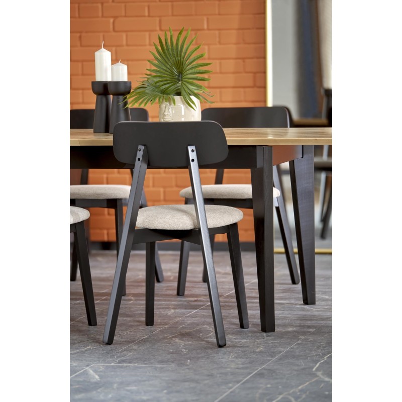 'EDMONDO Extendable Table in Natural Oak / Black' 'EDMONDO Extendable Table in Natural Oak / Black'