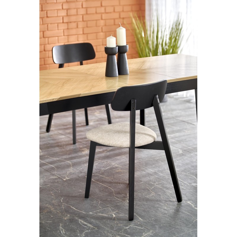 'EDMONDO Extendable Table in Natural Oak / Black' 'EDMONDO Extendable Table in Natural Oak / Black'