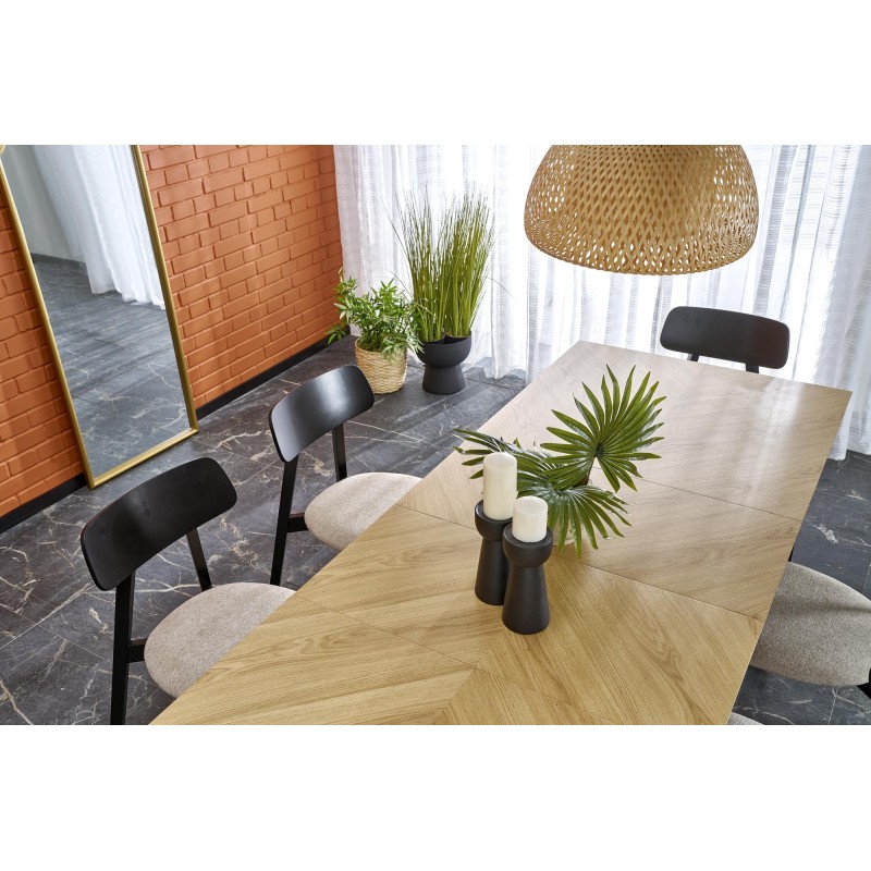 'EDMONDO Extendable Table in Natural Oak / Black' 'EDMONDO Extendable Table in Natural Oak / Black'