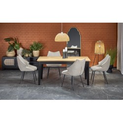 'EDMONDO Extendable Table in Natural Oak / Black' 'EDMONDO Extendable Table in Natural Oak / Black'