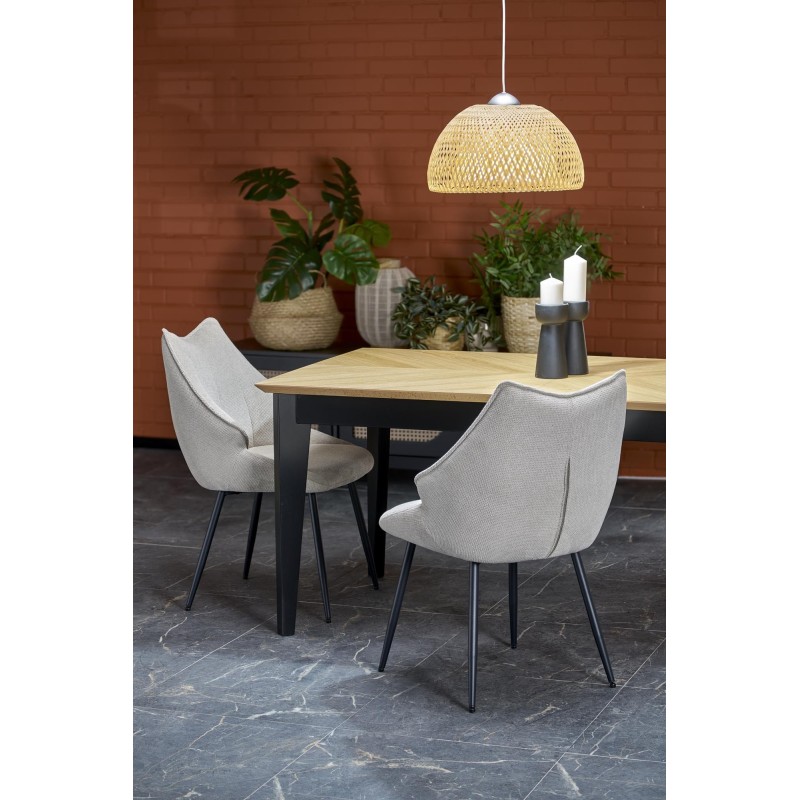 'EDMONDO Extendable Table in Natural Oak / Black' 'EDMONDO Extendable Table in Natural Oak / Black'