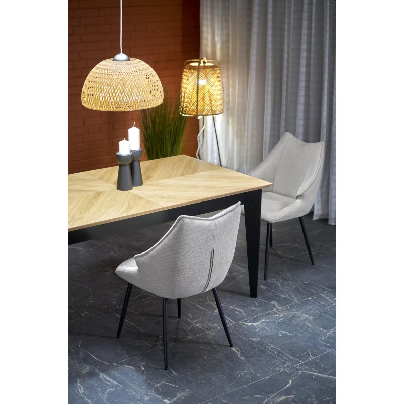 'EDMONDO Extendable Table in Natural Oak / Black' 'EDMONDO Extendable Table in Natural Oak / Black'