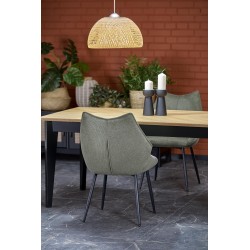 'EDMONDO Extendable Table in Natural Oak / Black' 'EDMONDO Extendable Table in Natural Oak / Black'