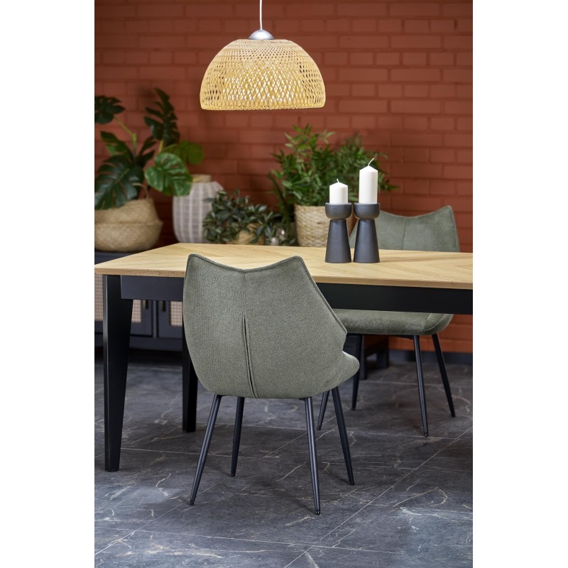 'EDMONDO Extendable Table in Natural Oak / Black' 'EDMONDO Extendable Table in Natural Oak / Black'