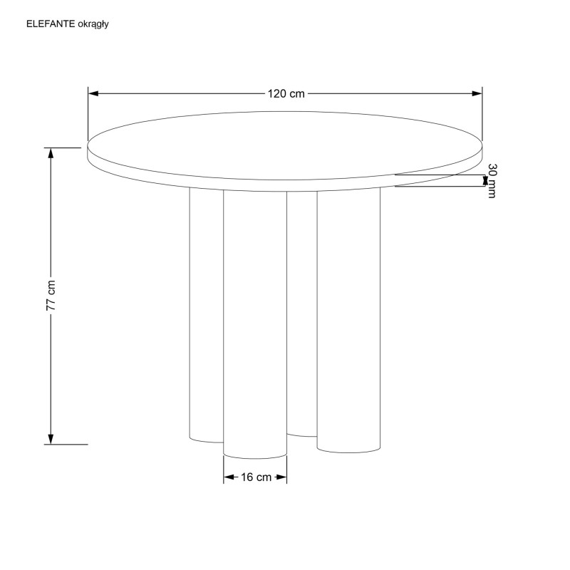 'ELEFANTE Round Oak Table Natural' 'ELEFANTE Round Oak Table Natural'