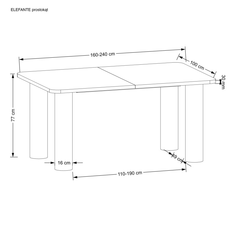 'ELEFANTE RECTANGLE Extendable Table 160-240/100 Natural Oak' 'ELEFANTE RECTANGLE Extendable Table 160-240/100 Natural Oak'