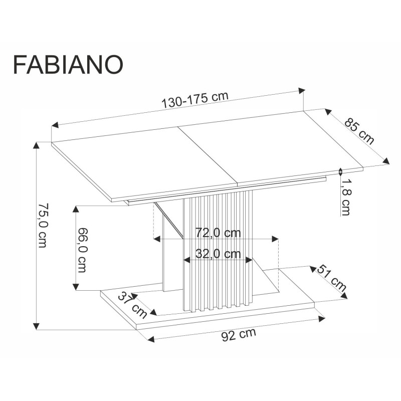 'FABIANO Extendable Table 135-175/85 cm Wotan Oak/Black' 'FABIANO Extendable Table 135-175/85 cm Wotan Oak/Black'