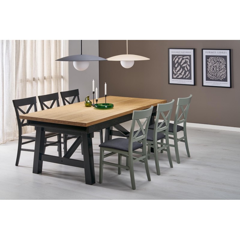 'FIESTA Extendable Table 200-280x100x77 cm Natural Oak/Black' 'FIESTA Extendable Table 200-280x100x77 cm Natural Oak/Black'