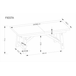 'FIESTA Extendable Table 200-280x100x77 cm Natural Oak/Black' 'FIESTA Extendable Table 200-280x100x77 cm Natural Oak/Black'