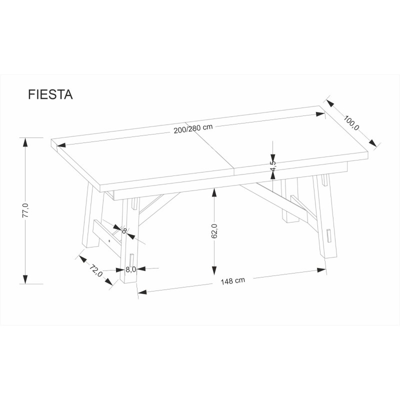 'FIESTA Extendable Table 200-280x100x77 cm Natural Oak/Black' 'FIESTA Extendable Table 200-280x100x77 cm Natural Oak/Black'