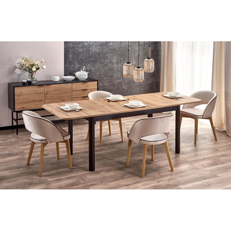 'FLORIAN Extendable Table Top - Artisan Oak, Legs - Black' 'FLORIAN Extendable Table Top - Artisan Oak, Legs - Black'