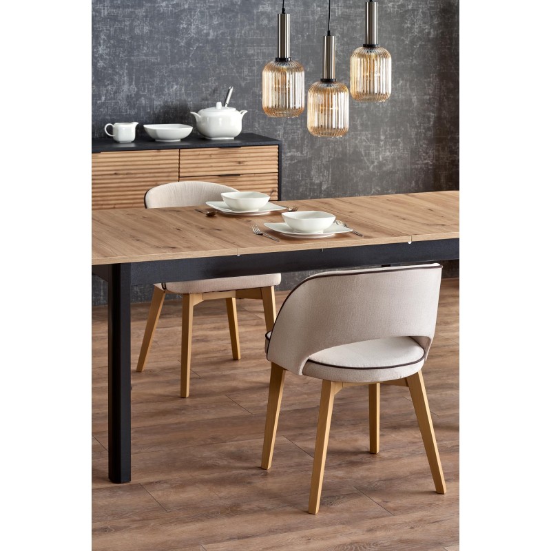 'FLORIAN Extendable Table Top - Artisan Oak, Legs - Black' 'FLORIAN Extendable Table Top - Artisan Oak, Legs - Black'