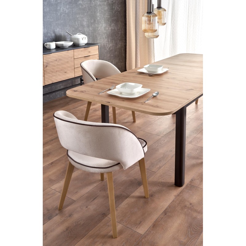 'FLORIAN Extendable Table Top - Artisan Oak, Legs - Black' 'FLORIAN Extendable Table Top - Artisan Oak, Legs - Black'