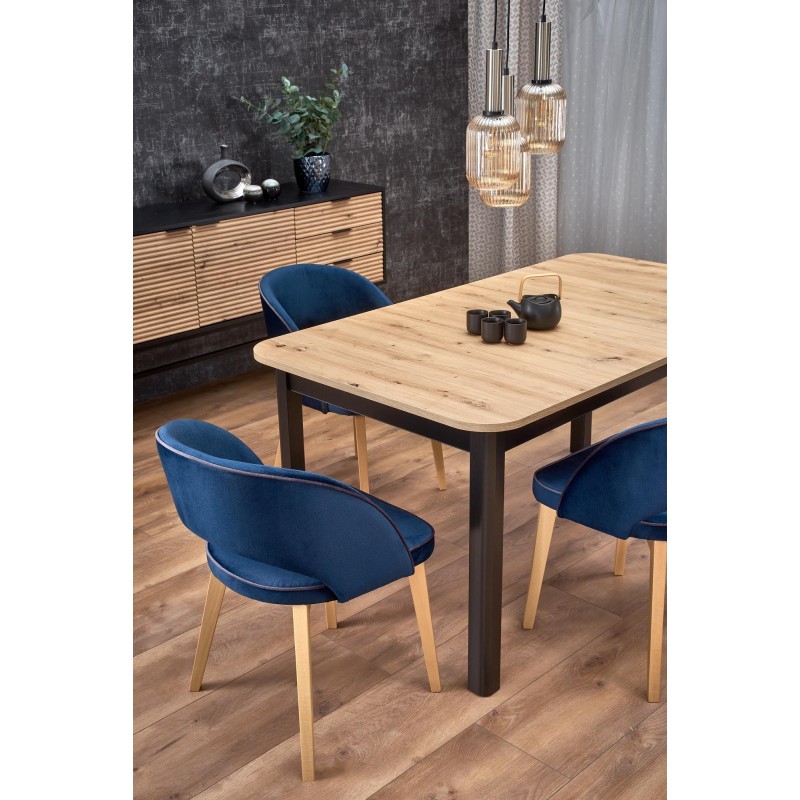 'FLORIAN Extendable Table Top - Artisan Oak, Legs - Black' 'FLORIAN Extendable Table Top - Artisan Oak, Legs - Black'