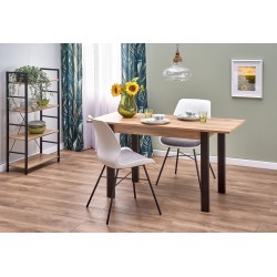 'GINO Extendable Table Top - Wotan Oak, Legs - Black'