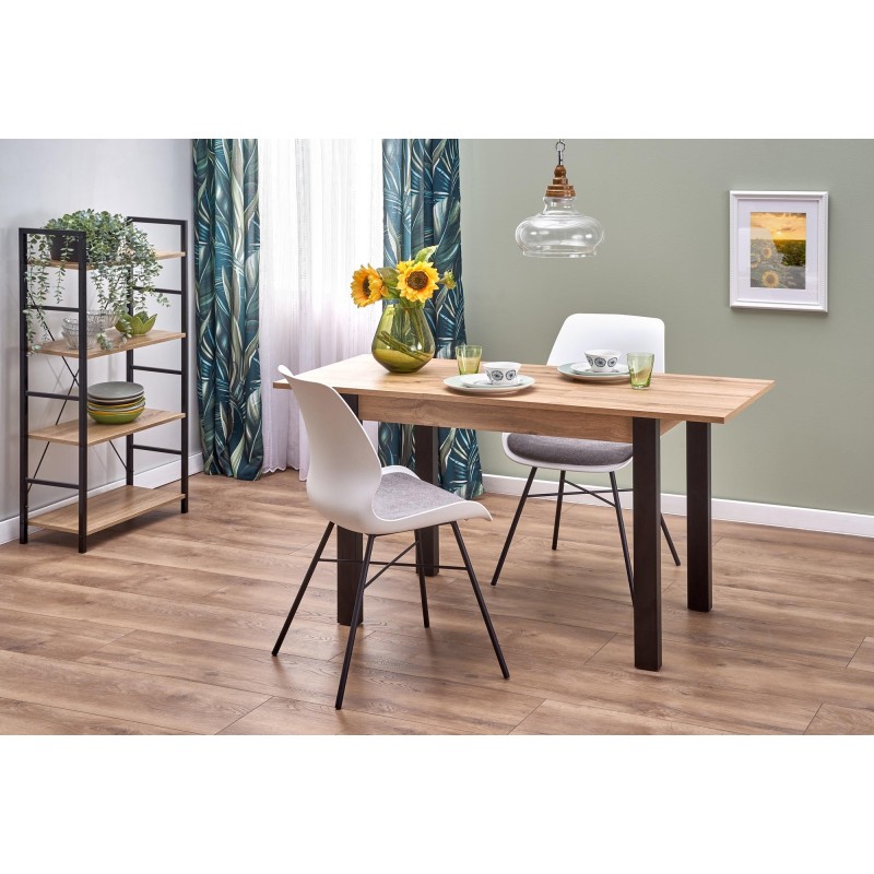 'GINO Extendable Table Top - Wotan Oak, Legs - Black' 'GINO Extendable Table Top - Wotan Oak, Legs - Black'