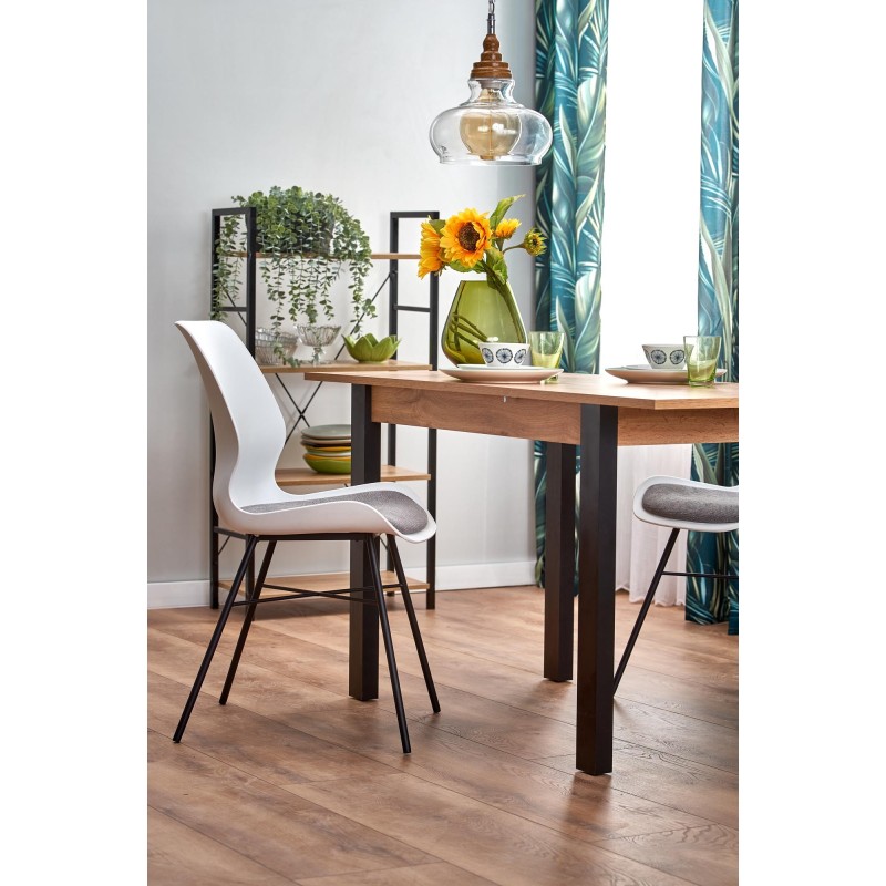 'GINO Extendable Table Top - Wotan Oak, Legs - Black' 'GINO Extendable Table Top - Wotan Oak, Legs - Black'
