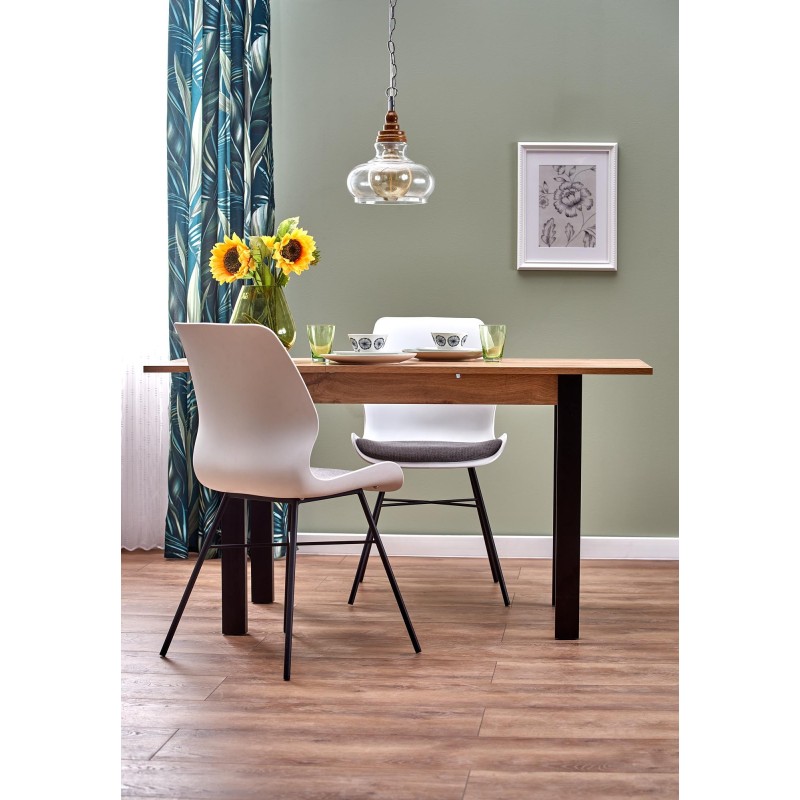 'GINO Extendable Table Top - Wotan Oak, Legs - Black' 'GINO Extendable Table Top - Wotan Oak, Legs - Black'