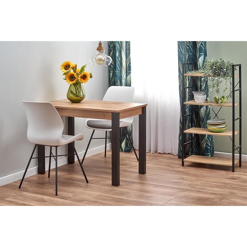 'GINO Extendable Table Top - Wotan Oak, Legs - Black' 'GINO Extendable Table Top - Wotan Oak, Legs - Black'