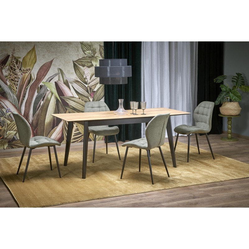 'GULIAN Extendable Table, Top - Wotan Oak, Legs - Black' 'GULIAN Extendable Table, Top - Wotan Oak, Legs - Black'