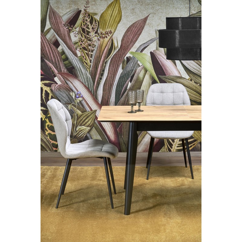 'GULIAN Extendable Table, Top - Wotan Oak, Legs - Black' 'GULIAN Extendable Table, Top - Wotan Oak, Legs - Black'