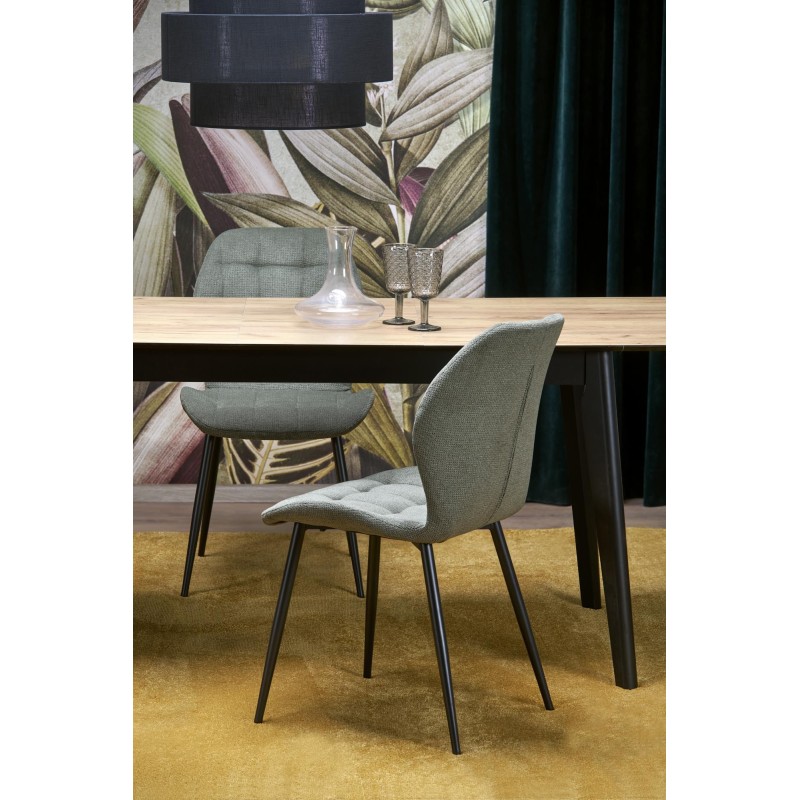 'GULIAN Extendable Table, Top - Wotan Oak, Legs - Black' 'GULIAN Extendable Table, Top - Wotan Oak, Legs - Black'